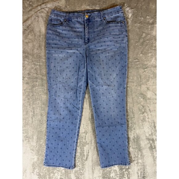 Chicos Jeans Pants Women’s 14 R Girlfriend Fit Polka Dot Stretch Classic - Picture 1 of 10